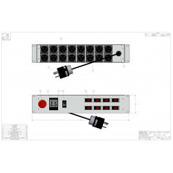 2U Shipboard PDU, 30A, L5-30P Input, 16 x MS3102E16-10S, TAA Compliant